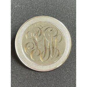 Vintage Lamode Sterling Silver Monogrammed Round Brooch Pin